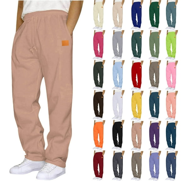Chiccall Sweatpants for Men Fleece Open Bottom Wide Leg Casual Baggy Pants Fashion Elastic Waisted Drawstring Lounge Workout Joggers with Pockets