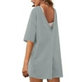 thumbnail image 3 of YFELWZ Combinaisons Grande Taille pour Femmes Col en V Manches Courtes Décontractées Tee-Shirt Réversible avec Poches Gris Clair TTG, 3 of 5