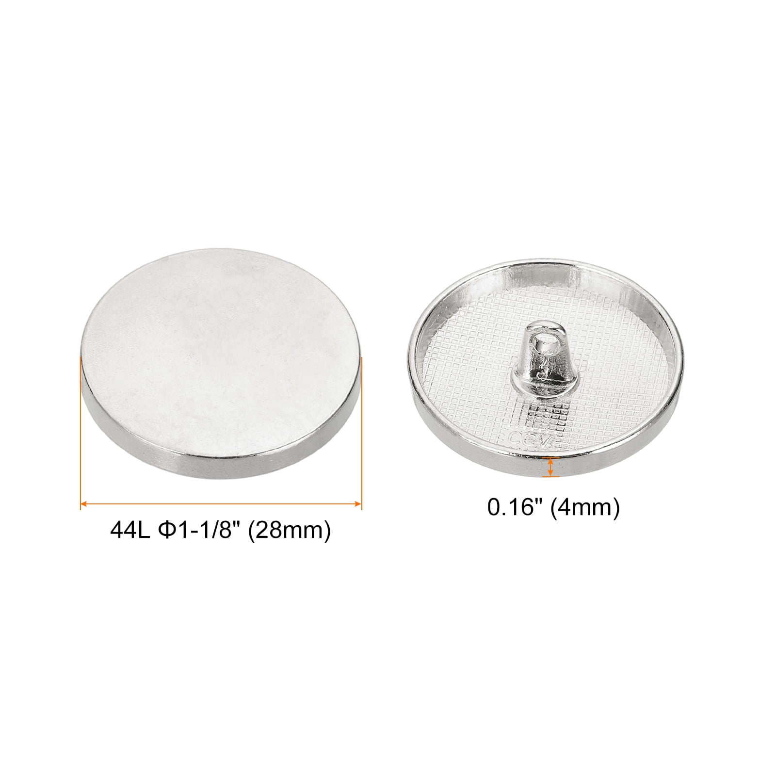 50pcs 44L Metal Round Flat Sewing Buttons 28mm Alloy Shank Craft Replacement Button for Men Women Suit Woolen Coat Shirt Trousers Sewing Crafts, Silver Tone