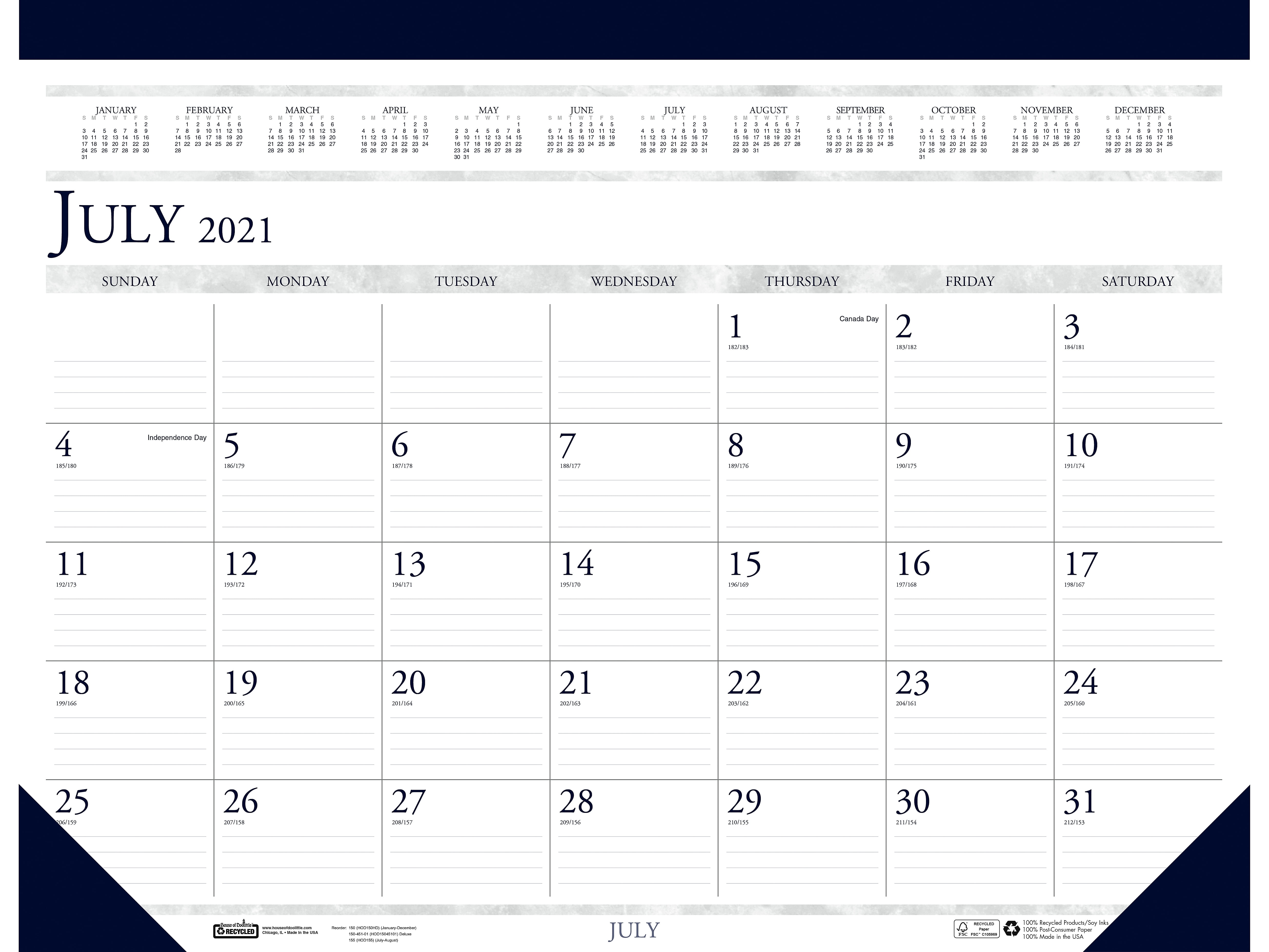 House of Doolittle 2021-2022 17' x 22' Academic Desk Pad Calendar Classic White/Blue 155-22