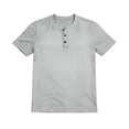 thumbnail image 2 of Domuza Mens Henley Shirts Short Sleeve Shirts 3 Button Tops Fashion Casual Solid Basic Tee Gray M, 2 of 4