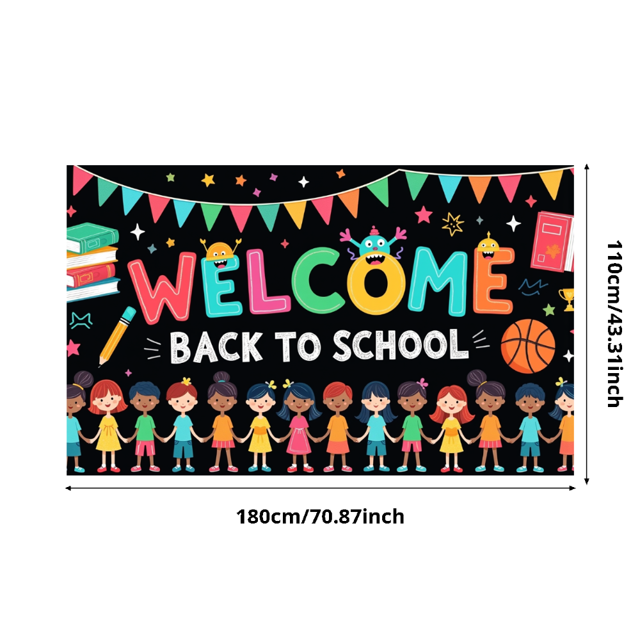 Colorful Design Back to School Banner Educational Theme Welcome Decoration for Classroom Decor School Event Kids Party