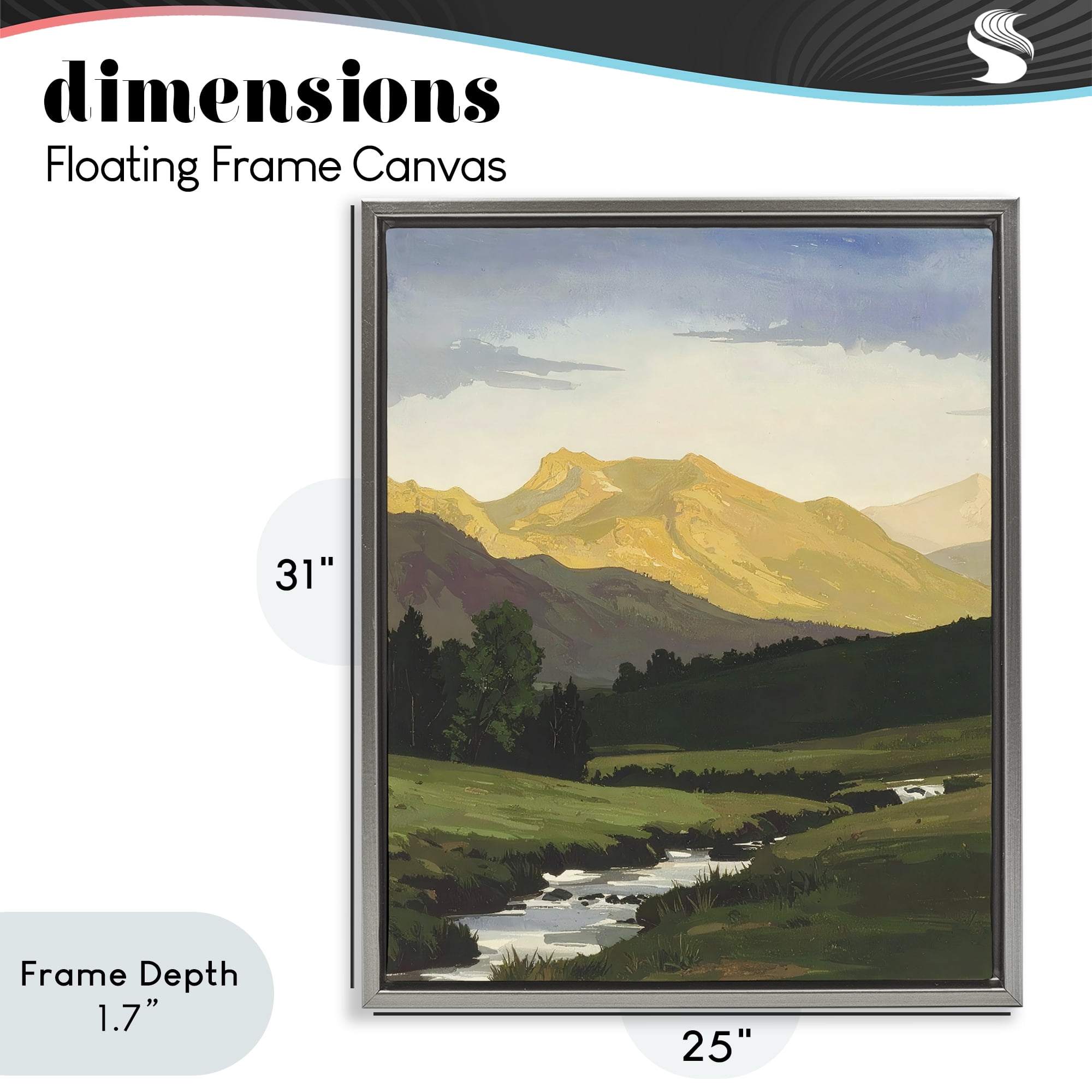 Stupell Industries Mountain Across The Valley Gray Framed Floater Canvas Wall Art, design by Alonza Saunders