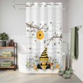 thumbnail image 6 of No Hook Shower Curtain, Yellow Gnomes Shower Curtains for Bathroom with See Through Top Window, Spring Floral Bees Daisy Branches Wooden Waterproof & Washable Bath Curtain Small Stall 36"x78", 6 of 9