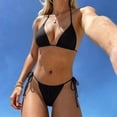 thumbnail image 2 of DHFJKG Bikini Sets For Women Solid Color 2 Piece Swimsuits Halter Tie Side Triangle Bathing Suit With Thong Bottoms Versatile Beachwear, 2 of 4