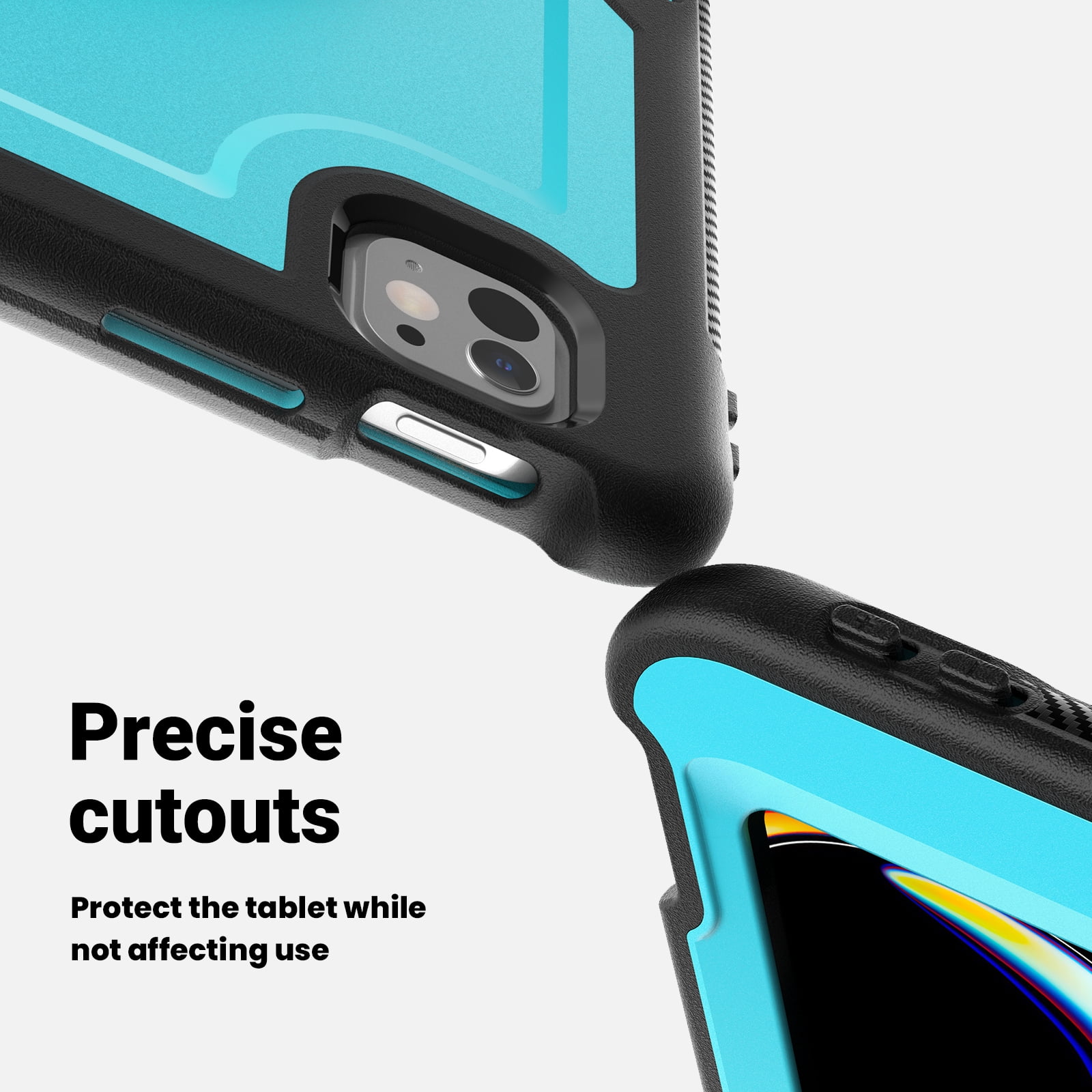 ELEHOLD Case for Apple iPad Pro 13 2024,Soft TPU Rugged Durable Case with 360° Rotating Hand Strap & Foldable Hidden Stand & Pencil Holder,Lightblue