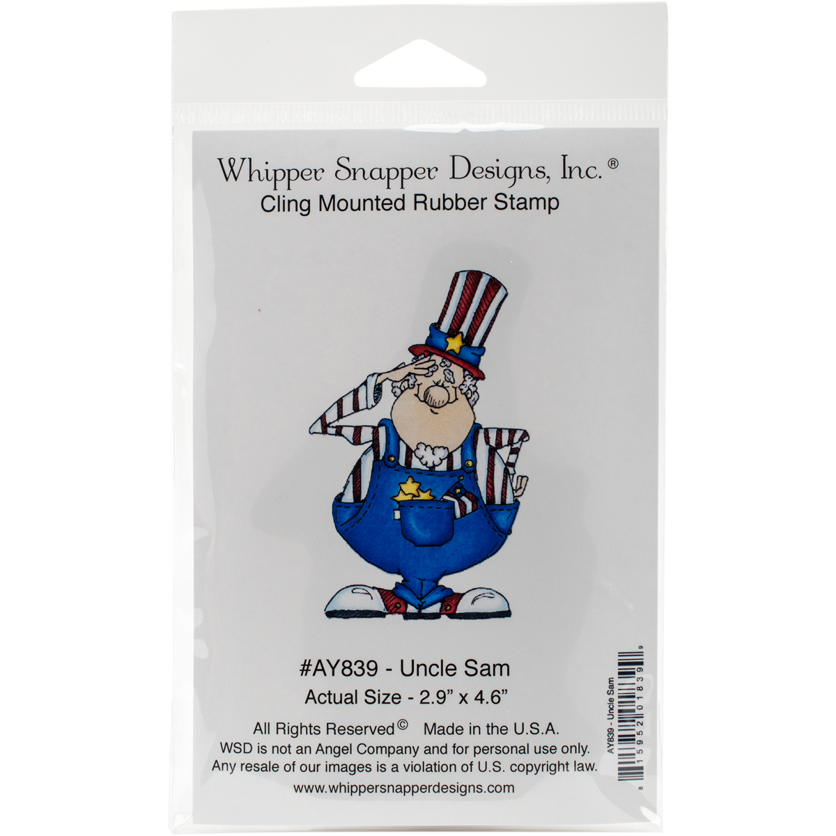 Whipper Snapper Cling Stamp 4"X6"Uncle Sam