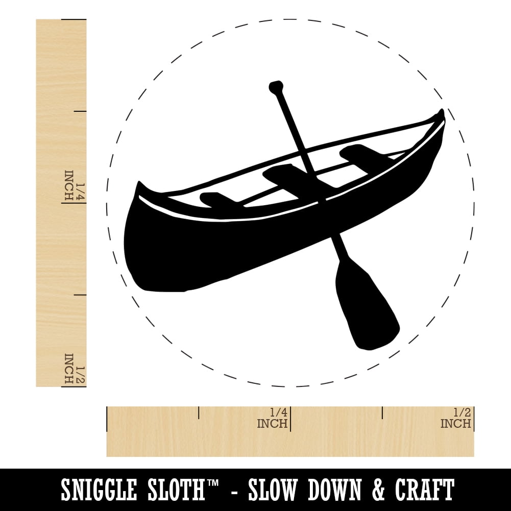 Canoe Water Boat with Paddle Self-Inking Rubber Stamp Ink Stamper - Dry Pad (No Ink) - Mini 1/2 Inch