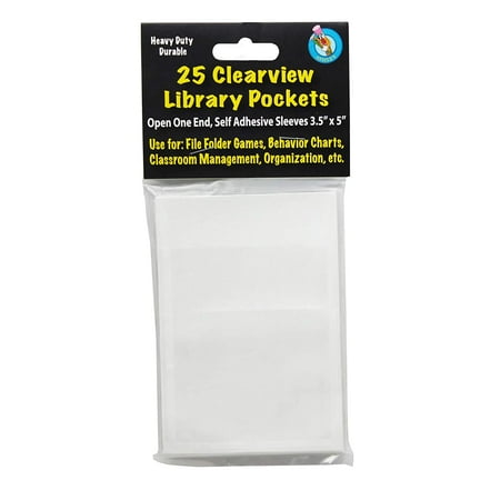 Ashley Library Pockets 5.3" Height x 3.5" Width - Clear - 25 / Pack