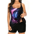 thumbnail image 3 of PMVFHDE Bathing Suit for Women 2 Piece Bikini Plus Size Double Straps Colorful Print Tankini Top Swimsuits Two Piece Bathing Suits Tummy Control Long Torso Tank Tops With Boyshorts Multicolor,S, 3 of 9