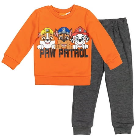 

Paw Patrol Rubble Marshall Chase Toddler Boys Fleece Sweatshirt and Pants Set Orange/Grey 5T