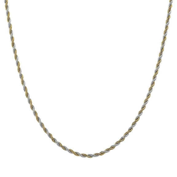 Rope Chain Necklace in ION Plated Yellow Gold and Stainless Steel 2022 Inches Christmas Gifts