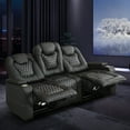 thumbnail image 4 of Bonzy Home Theater Recliner Chair Sofa, PU Leather 3 seat Power Recliner Sofa with Cup Holders, USB Ports, Black, 4 of 6
