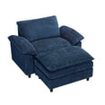 thumbnail image 3 of Accent Chair with Ottoman, Comfy Oversized Single Sofa, Deep Seat Lounge Chair, Upholstered Armchair for Living Room Bedroom Office Apartment (Blue), 3 of 5