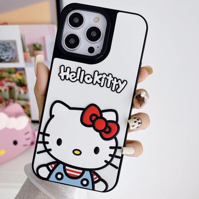 Funda de teléfono estéreo 3D de silicona hello kitty stitch para iphone Xr Xs 11 12 13 14 ProMax 15promax