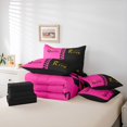 thumbnail image 5 of Manfei King Queen Crown Bedding Comforter Set 7pcs for Girl, Couple Anniversary King Bedding Sets, Hot Pink Square Rectangle Reversible Bed Sheets, Microfiber Bedroom Decor, 5 of 7