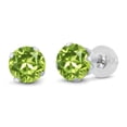thumbnail image 2 of Paris Jewelry 10k White Gold 6 Ct Created Peridot Round Adjustable Tennis Bracelet and Earrings Set Plated, 2 of 6