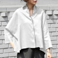 thumbnail image 2 of aidice Tops for Women Casual Lapel Neck 3/4 Length Sleeve Button up Shirts Loose Solid Color Blouses, 2 of 7