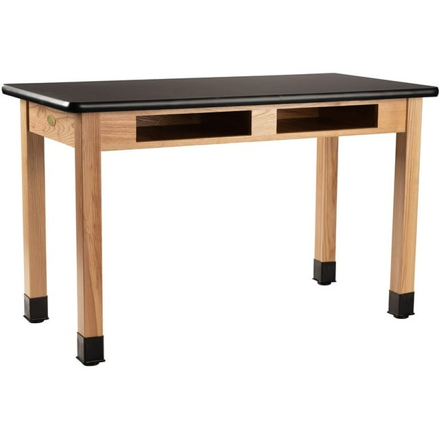 NPS 24x60" Modern Solid Wood Science Lab Table with HPL Top in Black