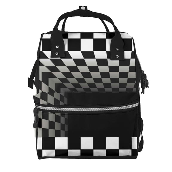 Defioc 3d Black and White Checkerboard Tunnel for Baby Diaper Bag Backpack - Baby Bag for Boys & Girls - Diaper Backpack - Large Travel Diaper Bags- Baby Registry Search & Shower Gifts