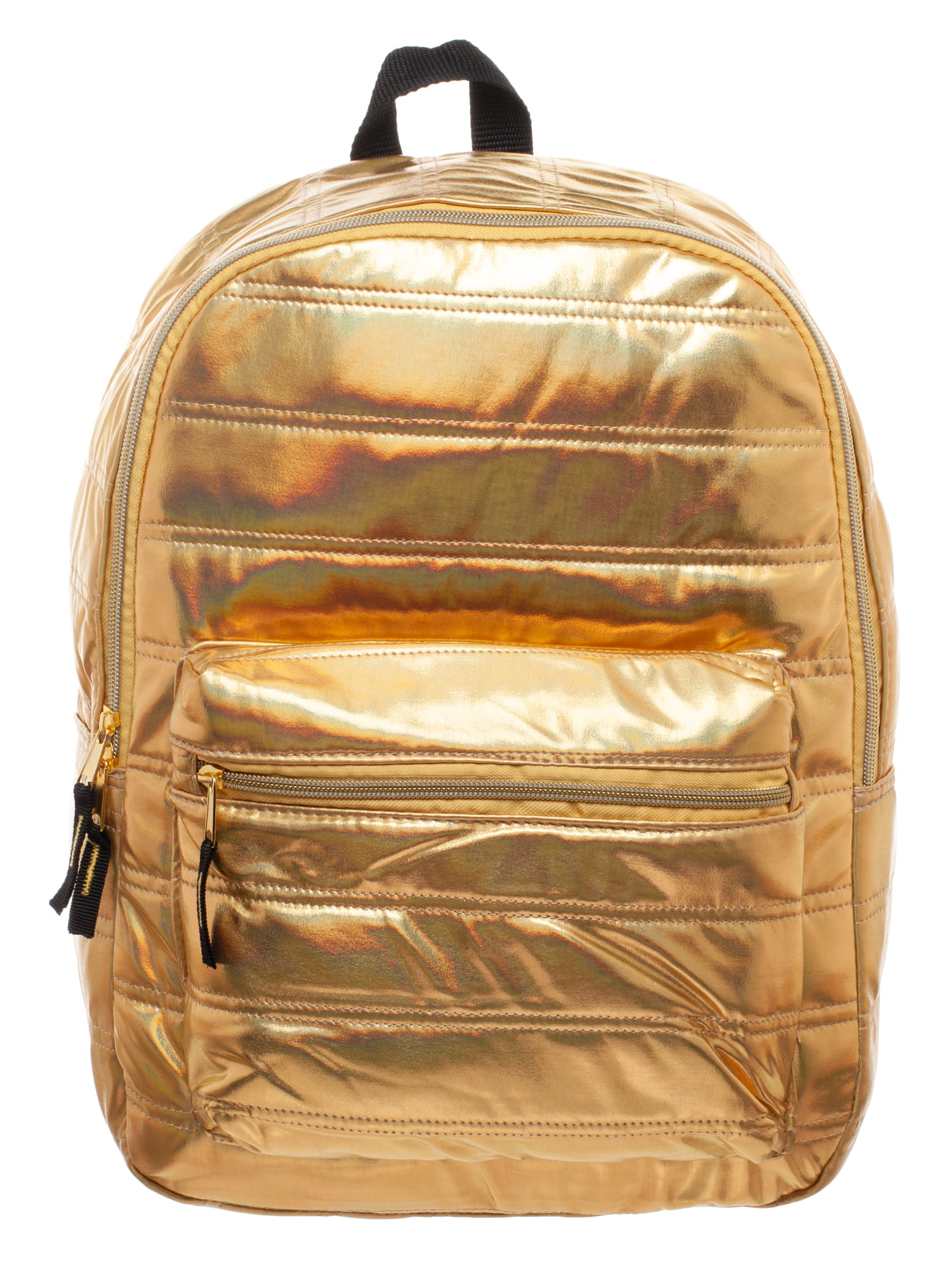 Gold Metallic Quilted 16inch backpack - Walmart.com