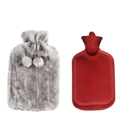 Hot Water Bottle for Pain Relief with Soft Flannel Cover - 1.8L Reusable Thermo Therapy Bottle for Muscle Cramps Arthritis & Cold Protection - Long Lasting Heat Retention Hand Warmer for Adults