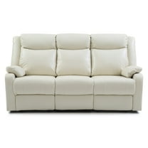 Ward 76 in. Pearl Faux leather 3-Seater Reclining Sofa with Pillow Top Arm