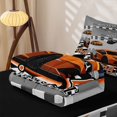 thumbnail image 6 of Manfei Cartoon Racing Cars Zipper Full Size Comforter Sets with Fitted Sheet and 2 Pillowcases,Checkered Flag Zipper Bedding Set,Orange,Black Reversible,4pcs, 6 of 8
