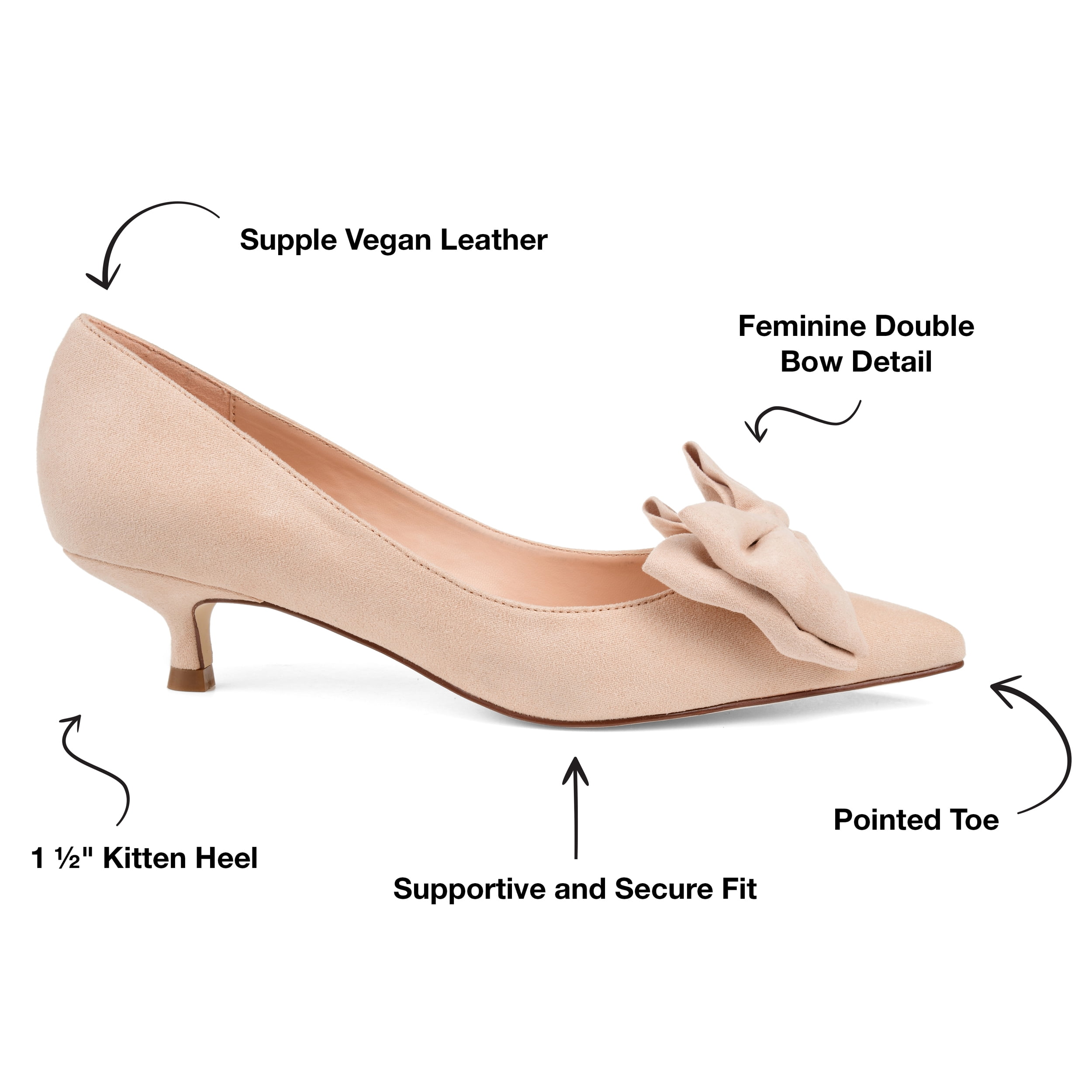 Journee Womens Orana Pointed Toe Kitten Heel Pumps, Widths Available