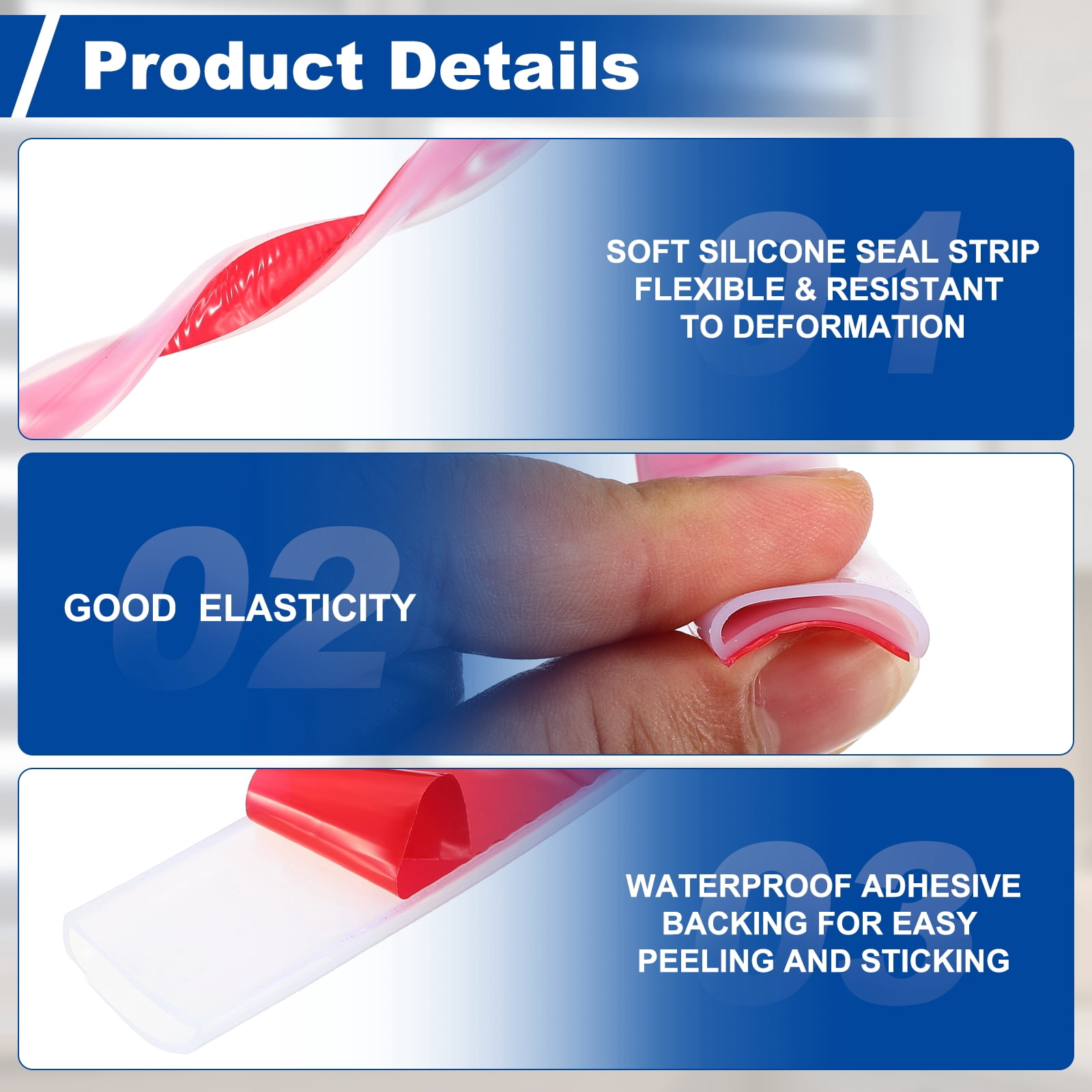 Uxcell Silicone Weather Stripping 20mm W x 1mm T x 8mm H, 13.1FT/4M Self Adhesive D Shape Weather Stripping Door Seal Strip for Door Frame Window Sealing Large Gap