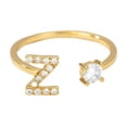 thumbnail image 5 of Anillo con letra AZ dorado para dama, anillo creativo con circonitas ajustable para los dedos, 5 of 5
