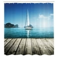 thumbnail image 3 of Ambesonne Nautical Shower Curtain, Yacht and Wooden Deck, 69"Wx75"L, Blue Brown, 3 of 5