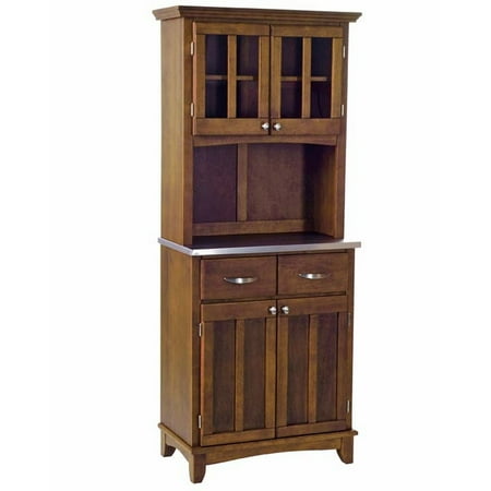 Rooms To Go Dining Room Hutch Home Styles Small Buffet & Two-Door Hutch, Cherry Finish with Stainless-Steel Buffet Top ()