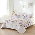 thumbnail image 3 of Dintszyayue Floral Quilt Set Queen Size,3Pcs Purple Bedding Set Lightweight Coverlet Adult(90"x 96"), 3 of 9