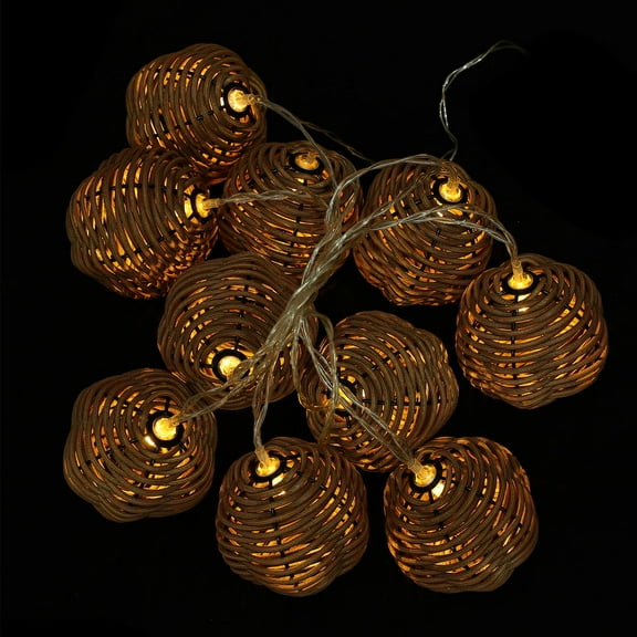 OFFIGAM Brown LED Rattan String Lights, 1 Set Warm White Decorative Lighting for Home, Outdoor, Parties, Ambiance and Cozy Atmosphere