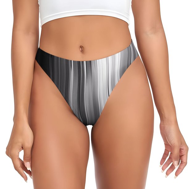 Fotbe Monochrome Abstract Lines Tanga Sin Costuras para Mujer con Estampado – Panties Invisibles, Transpirables y Cómodos para Uso Diario-4X-Large