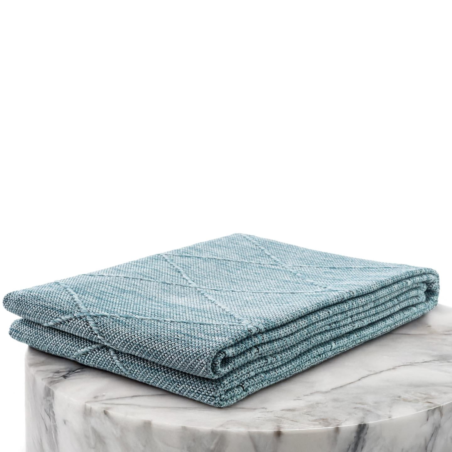 Luxe Weavers Non-Slip Washable Outdoor Aqua 6x9 Area Rug, Modern Geometric Carpet