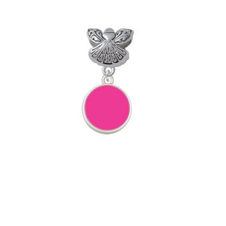 Small Hot Pink Enamel Disc - Guardian Angel Charm Bead