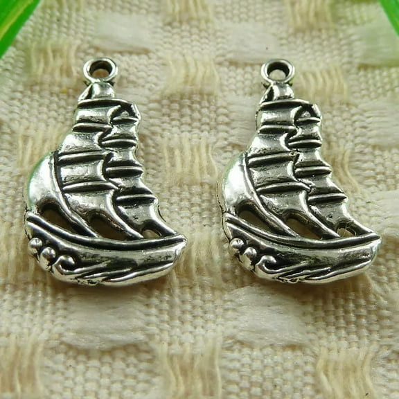 K-KED 300 Pcs Tibetan Silver Sailing Boat Charms 22X12MM S3968 DIY Delicate Jewelry Making