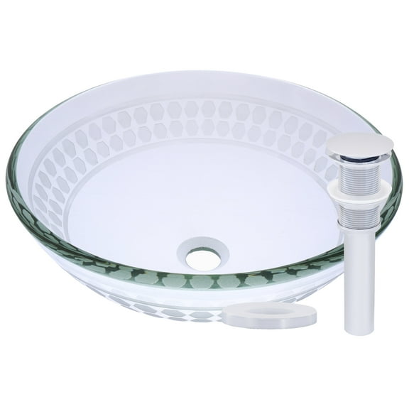 Miseno MNO-851-PC Circular 16-1/2" Glass Bathroom Sink; Polished Chrome Drain