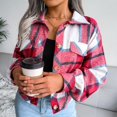 thumbnail image 2 of Women Autumn Plaid Lapel Collar Crop Top Lantern Sleeve Casual Fashion Jacket, 2 of 8