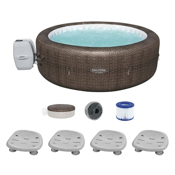 Bestway Coleman St Moritz AirJet Inflatable Hot Tub with 4 Pack SaluSpa Non-Slip Spa Seat