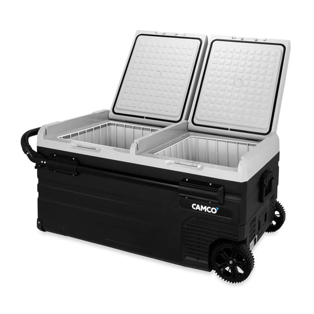 Camco CAM-950 Refrigerador/congelador Compacto Portátil de 95 Litros / Cuenta con Acceso Remoto Compatible con Bluetooth y 2 Compartimentos con Refrigeración de Zona Dual / Se Ajusta de -4° F a 68° co