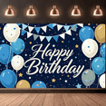 thumbnail image 7 of Navy Blue Backdrop Banner with Balloons Stars Happy Birthday Party Supplies Photography Props Decors Birthday Party Background Decorations, 7 of 7