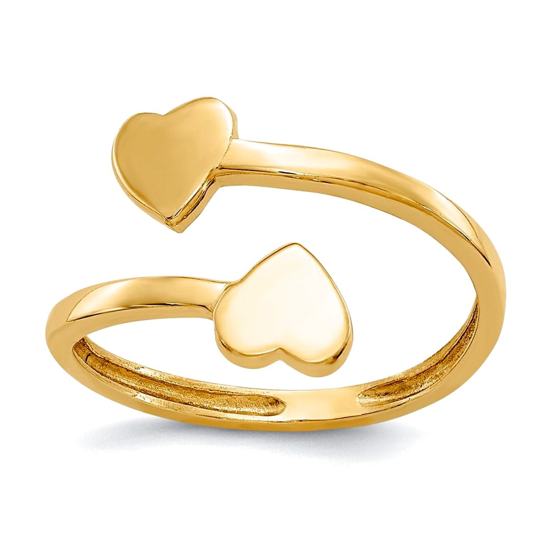 14k Yellow Gold Polished Double Love Heart toe ring toe ring for Women - .9 Grams