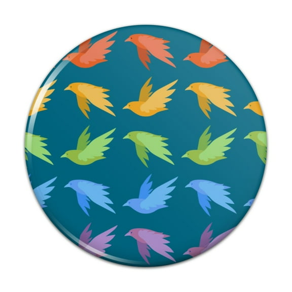 Flock of Rainbow Birds Flying in Pattern Pinback Button Pin