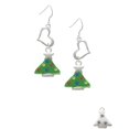 thumbnail image 2 of Delight Jewelry Silvertone Green Resin Christmas Tree with Crystals Open Heart French Earrings, 2 of 4
