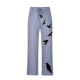 thumbnail image 4 of Jinhomg Men's Linen Cotton Pants 2025 Trendy Bird Printed Lounge Pants Loose Fit Casual Elastic Waist Summer Beach Pants with Pockets Summer Saving M, 4 of 8