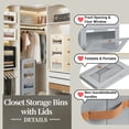 thumbnail image 5 of 3 Pack Light Gray Closet Storage Bins with Lids Front Opening Storage Bin Collapsible Fabric Organizer with Clear Window Dual Handles Closet Clothes Blanket Book Storage Box for Home DIMJ, 5 of 8