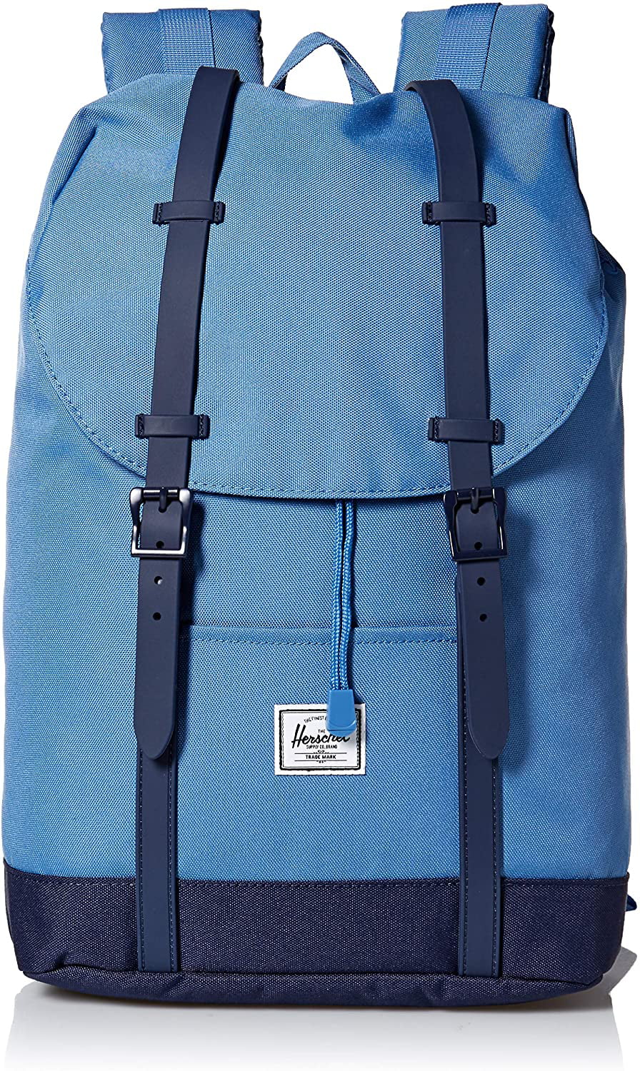 Herschel Retreat Backpack Navy/Tan Synthetic Leather Mid-Volume 14.0L 